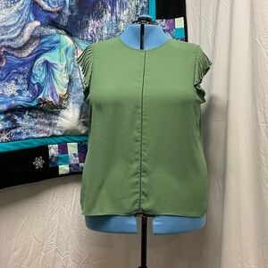 Reitmans Sage Green Blouse with Pleated Sleeves